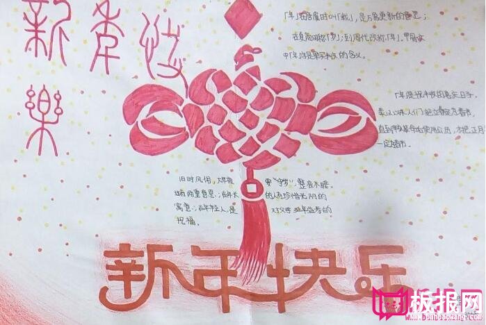 简单好看的狗年春节手抄报图片大全，新春祝福（6张）
