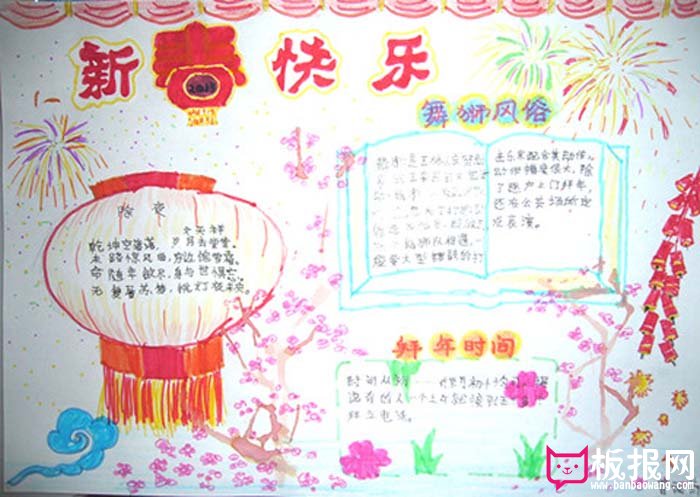 2018年关于春节的手抄报，新春快乐