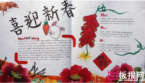 2018狗年春节手抄报图片，喜迎新春