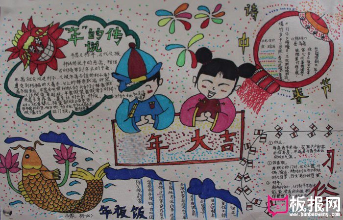 2018春节手抄报图片，狗年大吉