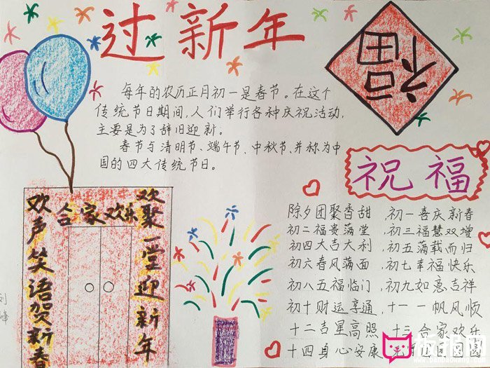 2018狗年春节手抄报图片，过新年