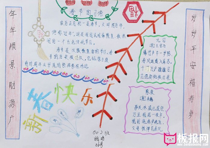 2018年关于春节手抄报图片，新春快乐