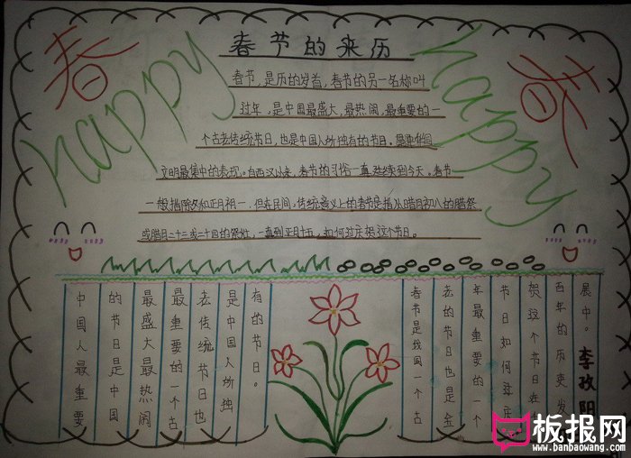 2018狗年春节手抄报图片，新春到