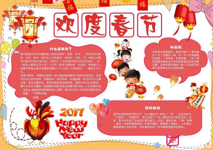欢度春节手抄报图片，福到啦