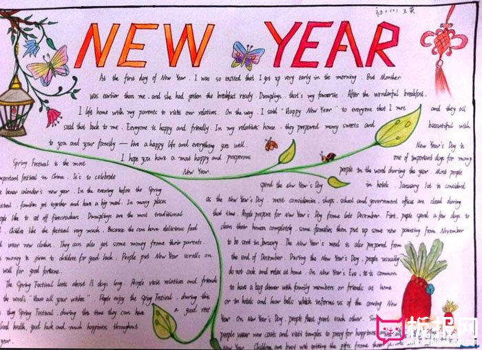 2017年春节英语手抄报，新年来啦！