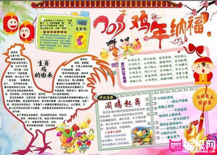 2017年春节手抄报的图片，鸡年纳福