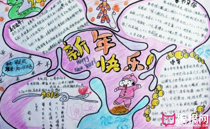春节快乐手抄报，新年快乐手抄报