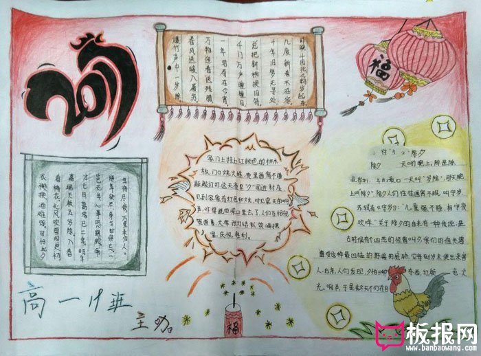 高中生鸡年手抄报，喜迎2017