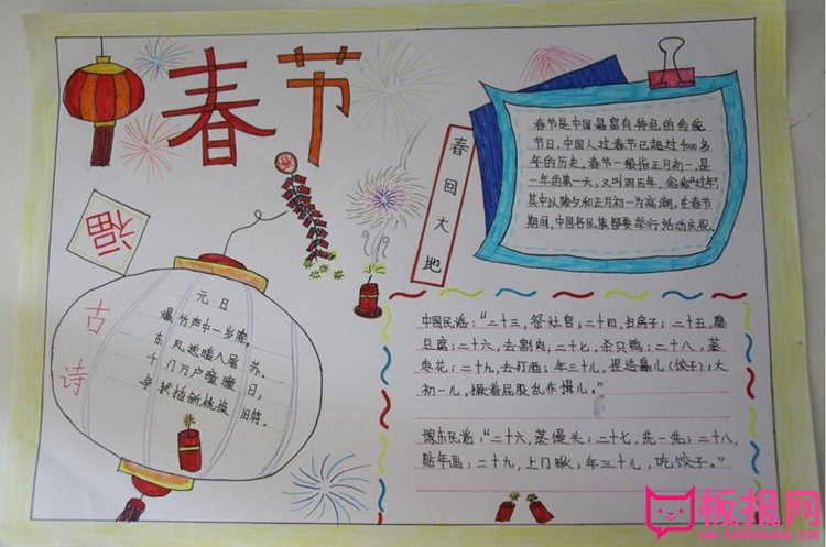 关于春节的手抄报图片，春节习俗