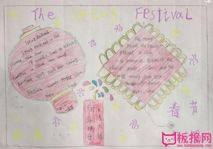 2018春节英语手抄报，喜迎狗年