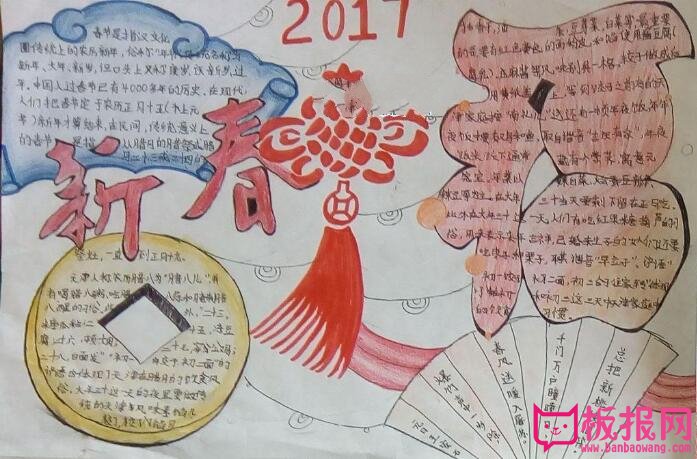 2018春节手抄报图片，欢欢喜喜过大年