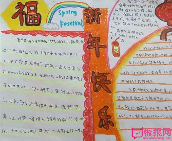 新年快乐春节手抄报内容，喜迎中国年