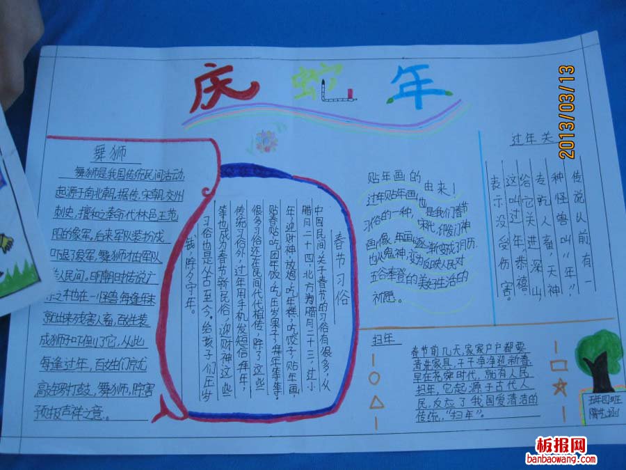 庆蛇年春节手抄报