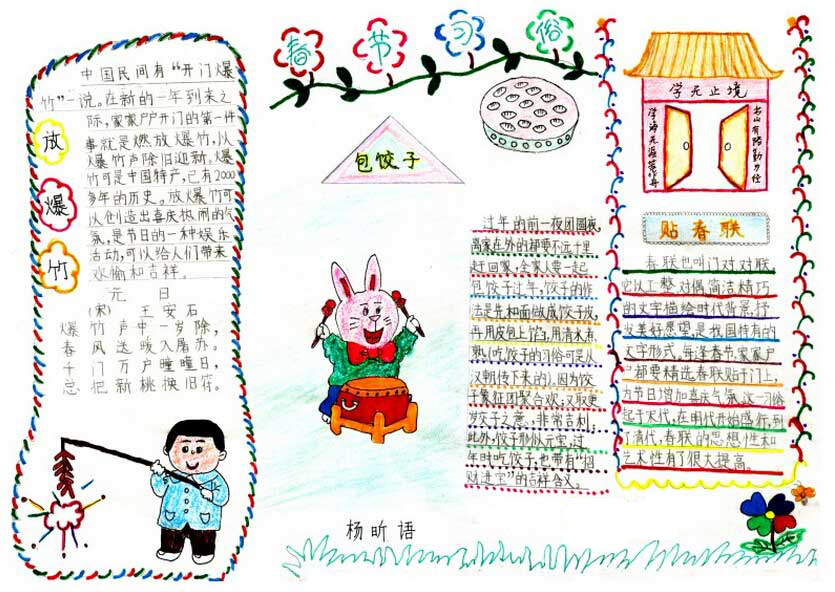 小学春节习俗手抄报