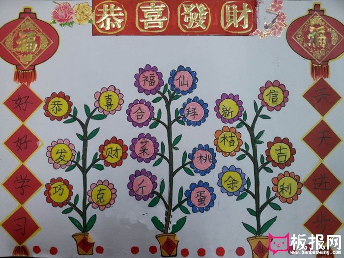 2017年春节手抄报，恭喜发财