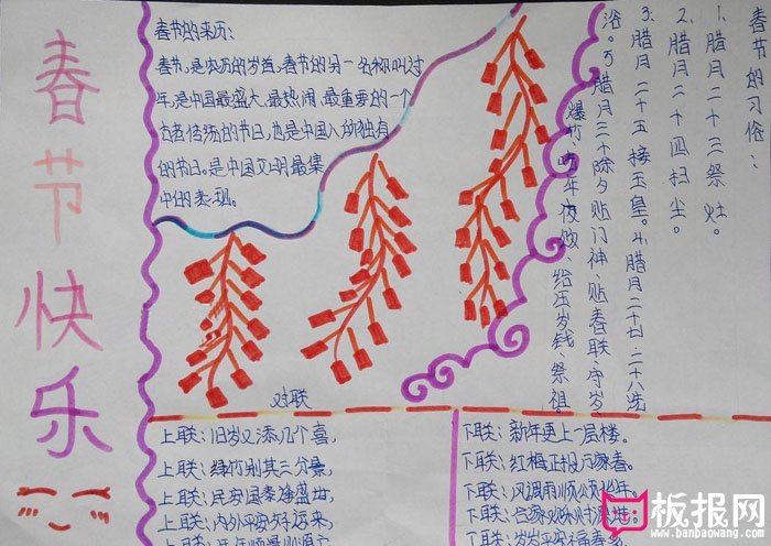 2017年春节手抄报版面设计，春节快乐
