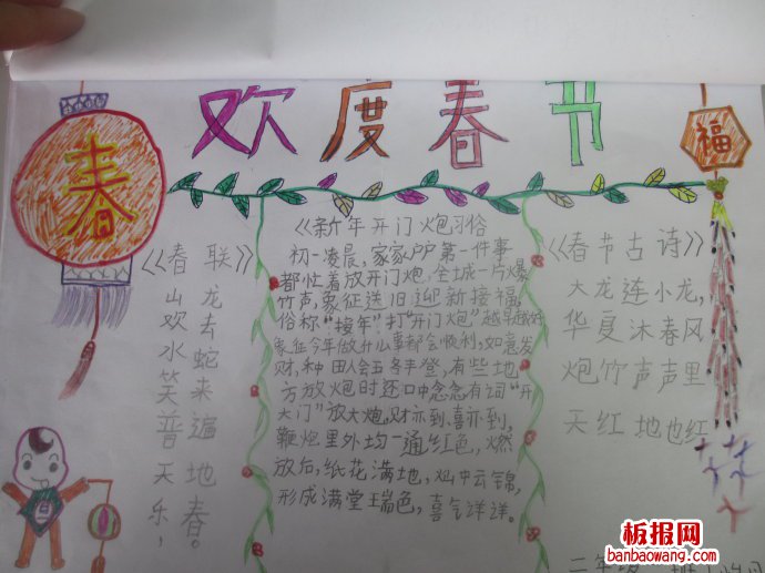 新春福到春节手抄报