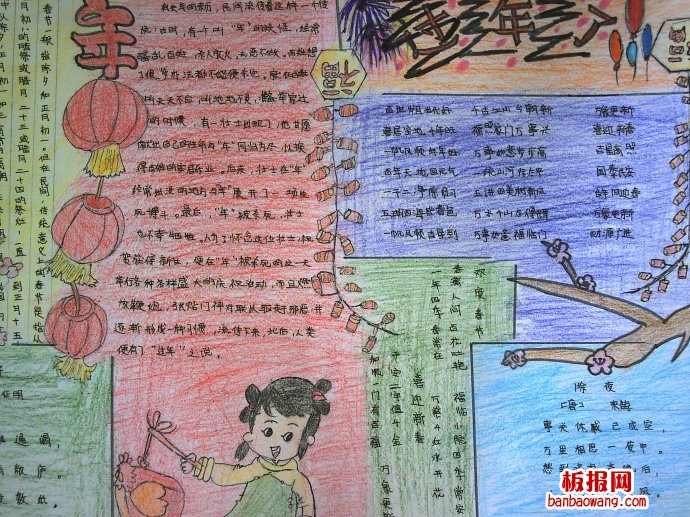 过年的灯笼春节手抄报
