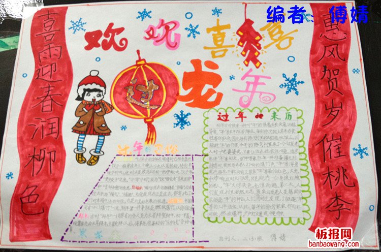 欢欢喜喜过龙年春节手抄报