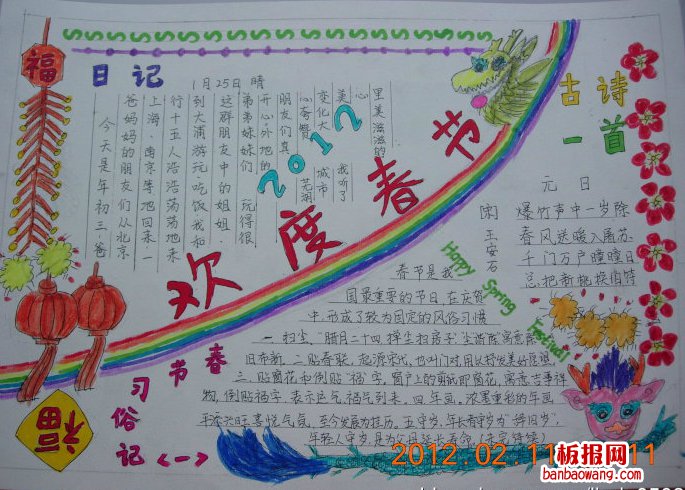 春节习俗记春节手抄报