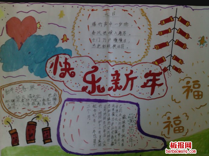 东风迎新年，瑞雪兆丰年春节手抄报