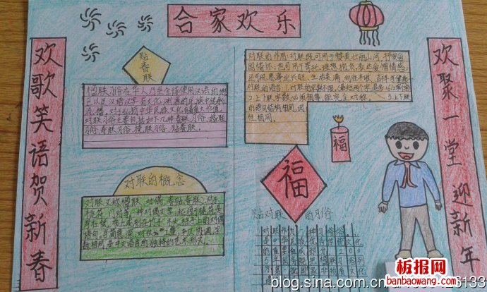 欢歌笑语贺新春，欢聚一堂迎新年春节手抄报