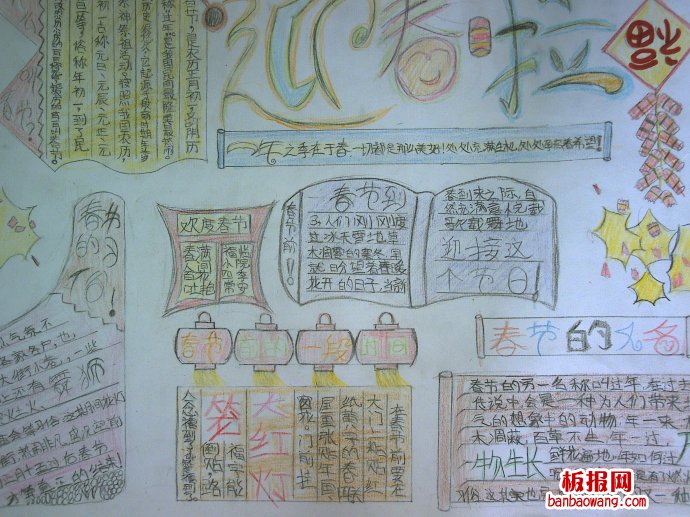 万象更新接新年春节手抄报