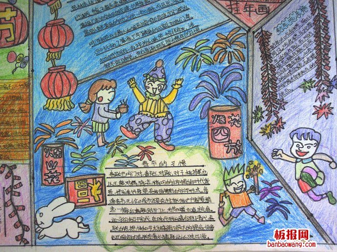 春节，小朋友们齐欢腾春节手抄报