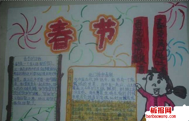 新年贴春联手抄报