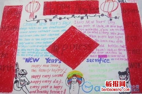 快乐迎新年英语手抄报手抄报