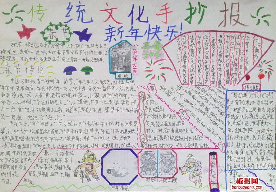 春节的民俗文化，恭贺新年春节手抄报