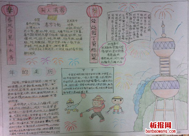 春满人间春节手抄报
