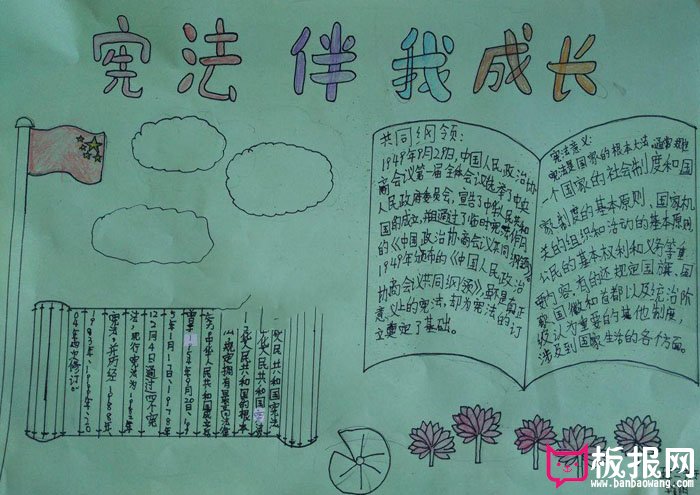 小学生宪法手抄报图片，宪法伴我成长