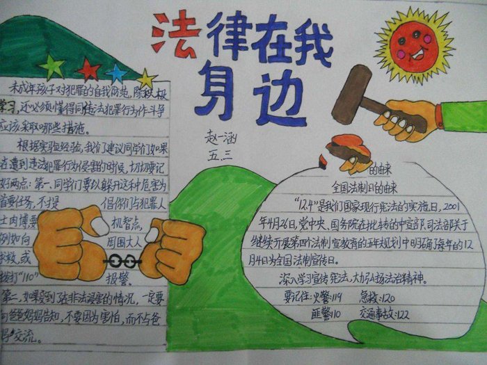 法制教育手抄报，法律在我身边