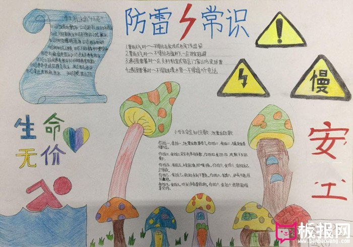 漂亮的安全手抄报图片，防雷常识