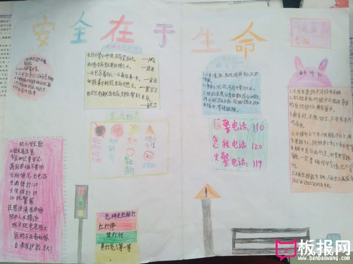 小学生安全教育手抄报图片，安全在于生命
