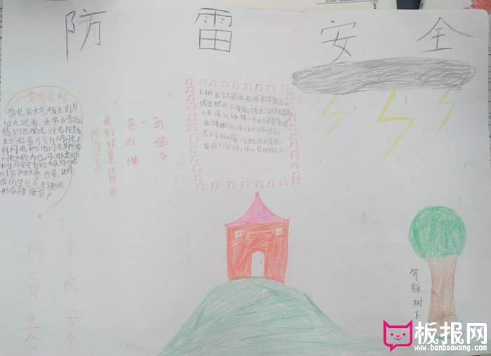 夏季安全教育手抄报图片，防雷安全