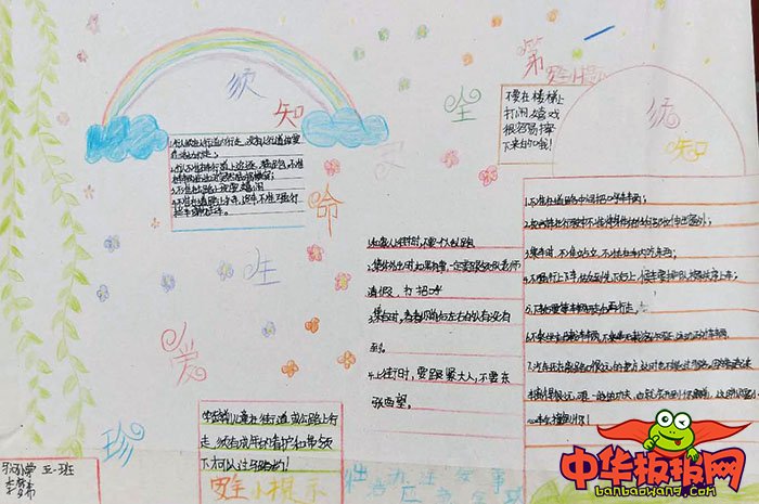 小学生安全手抄报图画，珍爱生命安全第一