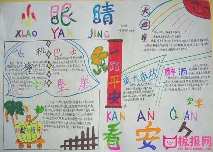 安全手抄报图片大全，小眼睛看安全