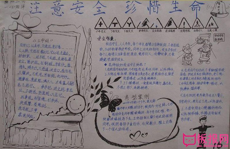 安全手抄报图片大全，注意安全