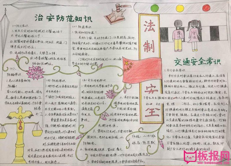 安全手抄报图片大全，治安防范知识