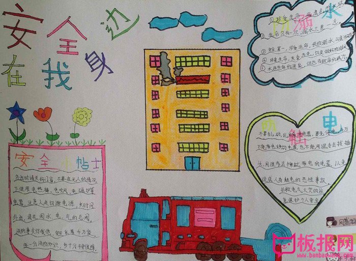 安全教育手抄报图片，安全在我身边