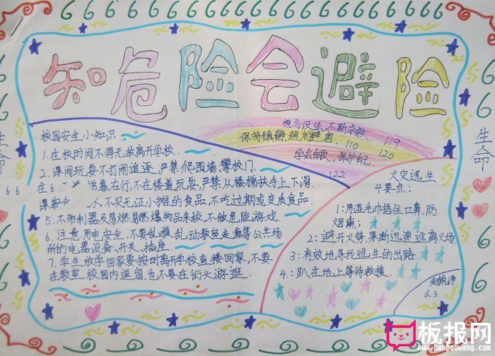 漂亮的安全教育手抄报图片，知危险会避险