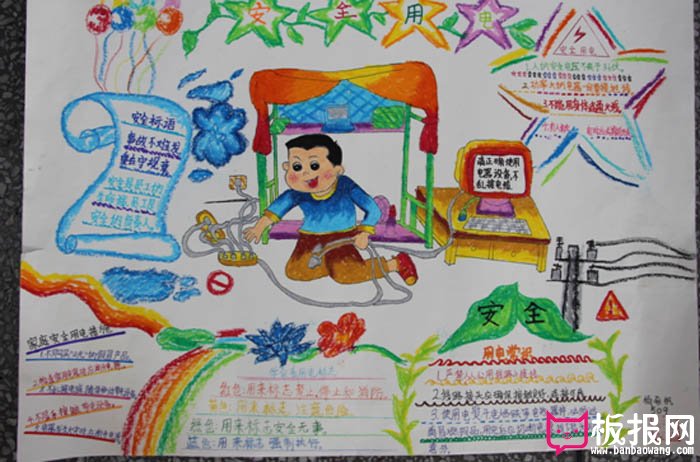 四年级安全手抄报，安全用电