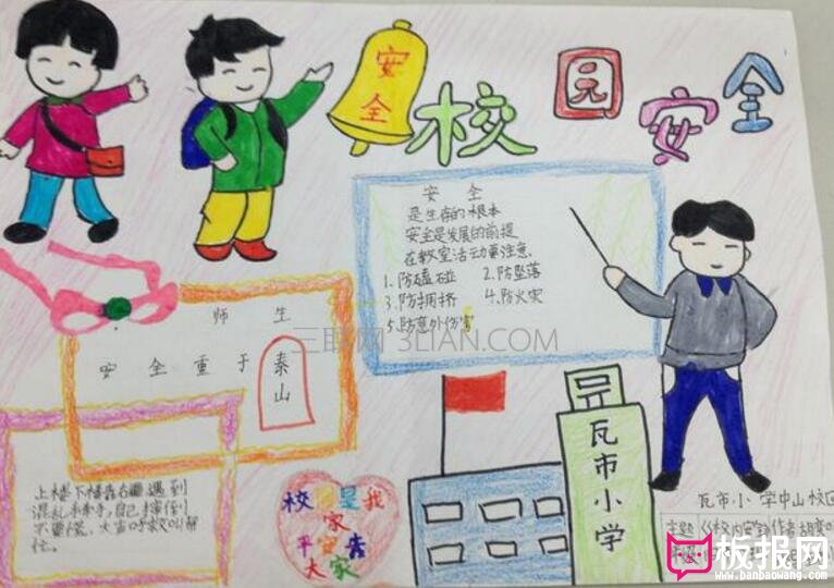 校园安全手抄报，安全教育手抄报