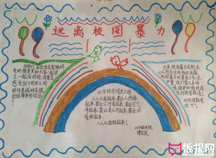远离校园暴力手抄报图片