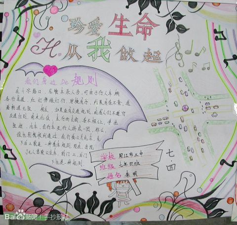 珍爱生命，从我做起手抄报