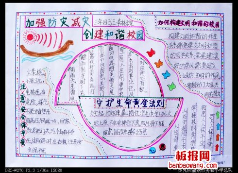 加强防灾减灾创建和谐校园手抄报
