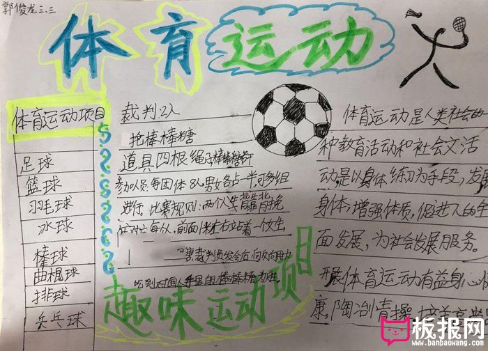 小学生体育手抄报图片，体育运动
