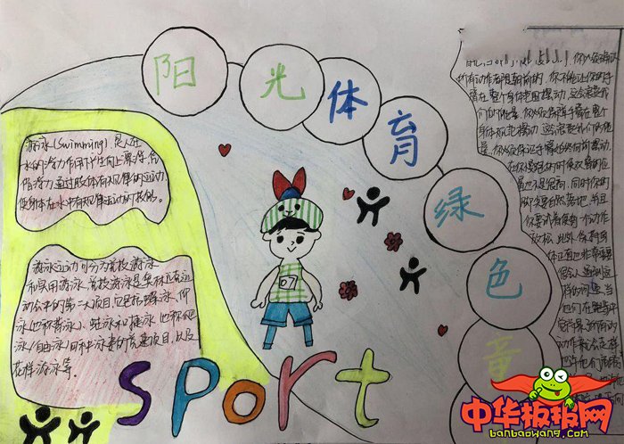 体育手抄报简单又好画，阳光体育绿色童年